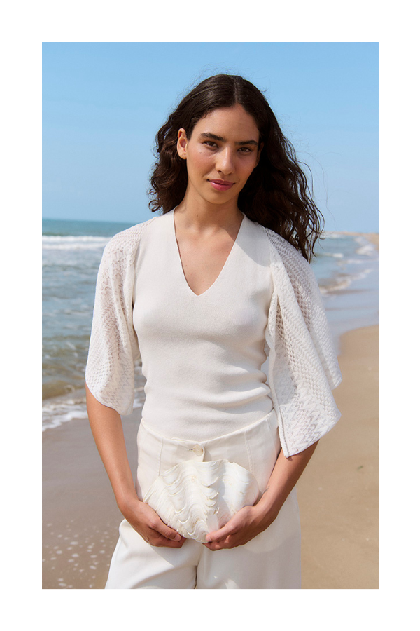sita murt Cape Sleeve Top - White