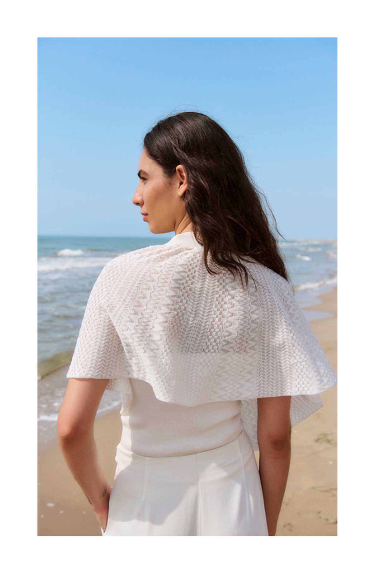 sita murt Cape Sleeve Top - White - Image 2 of 3