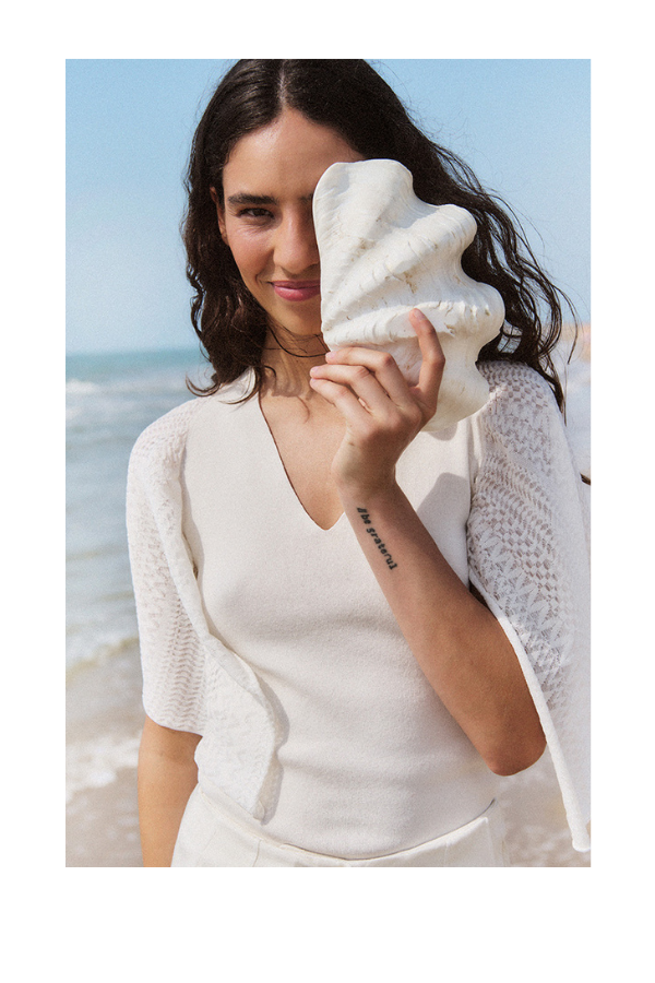 sita murt Cape Sleeve Top - White