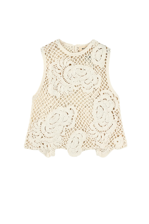 Mirth Santanyi Crochet Floral Tank - Cream