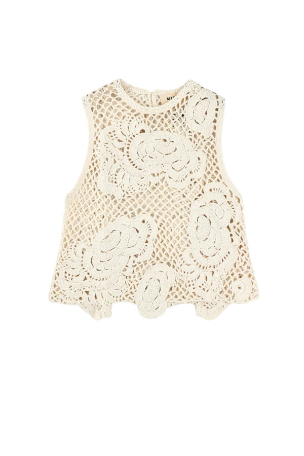 Mirth Santanyi Crochet Floral Tank - Cream