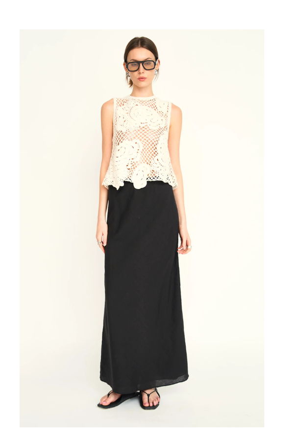 Mirth Santanyi Crochet Floral Tank - Cream