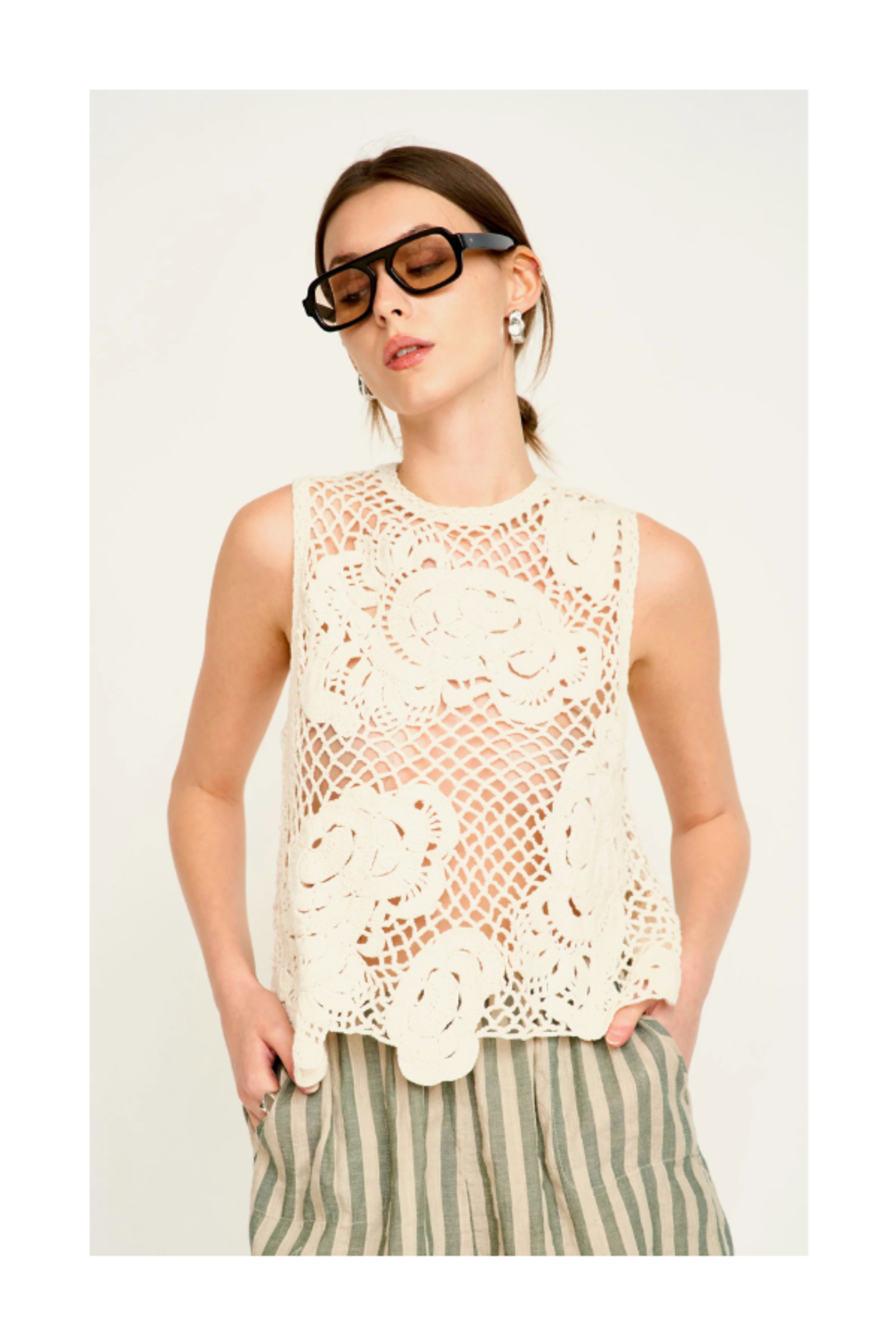 Mirth Santanyi Crochet Floral Tank - Cream - Image 3 of 4