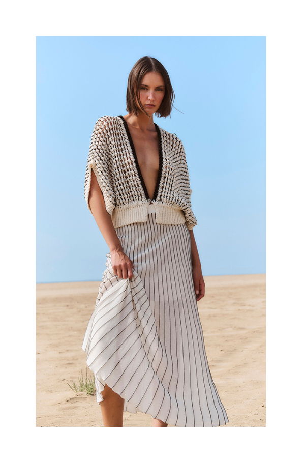 sita murt Textured Knit Vest - Off White/Black