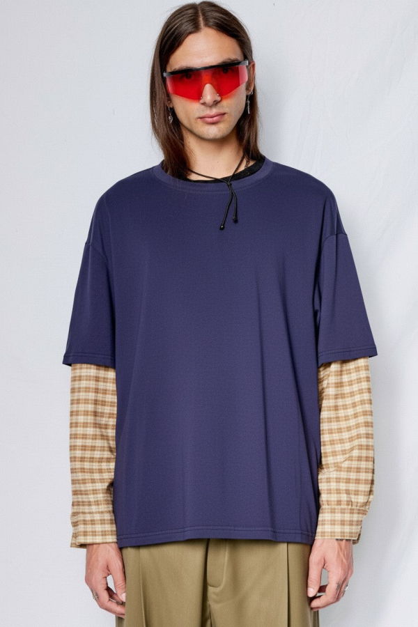 Assembly Navy/Yellow Plaid Combo Long Sleeve Shirt