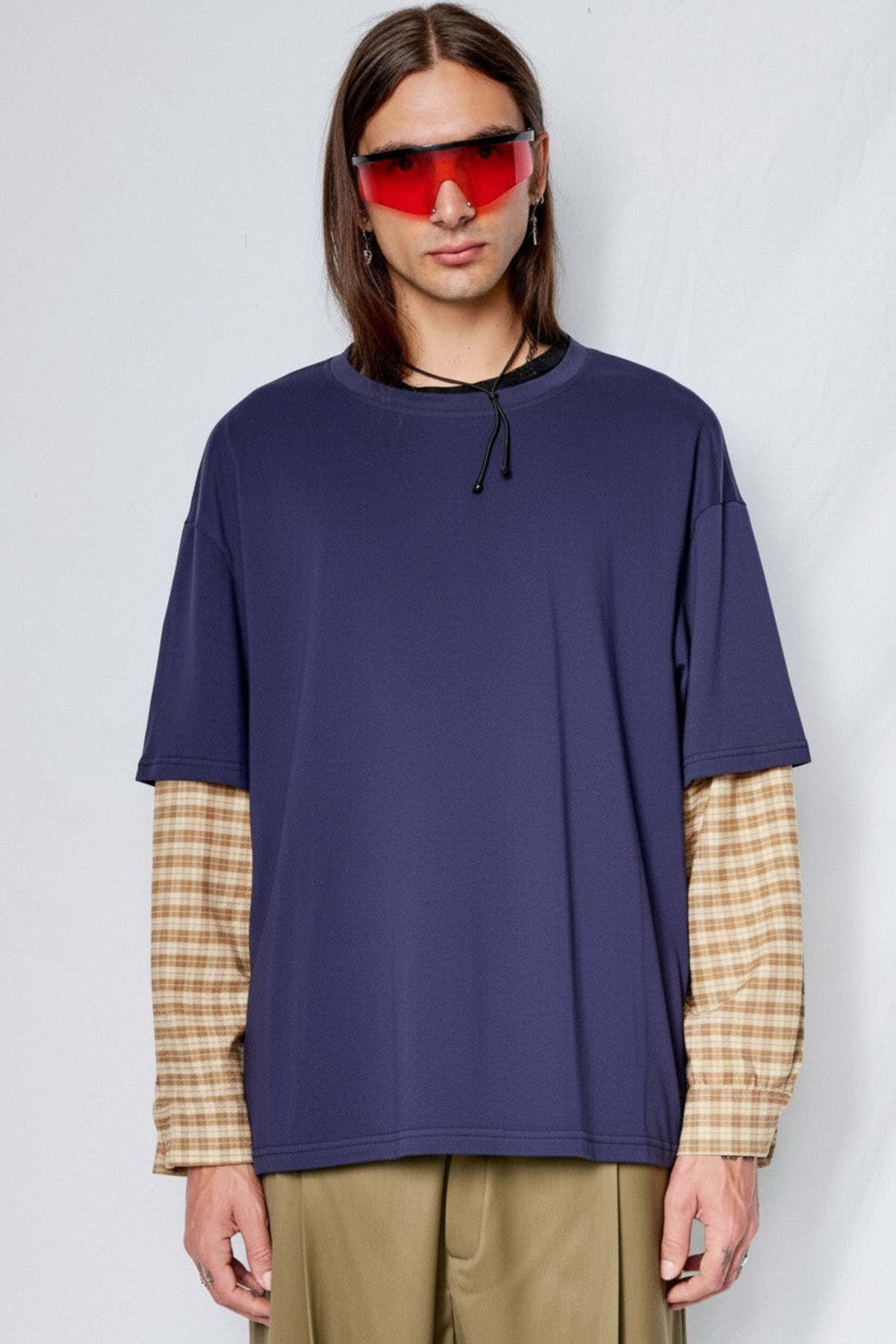 Assembly Navy/Yellow Plaid Combo Long Sleeve Shirt - Image 1 of 8