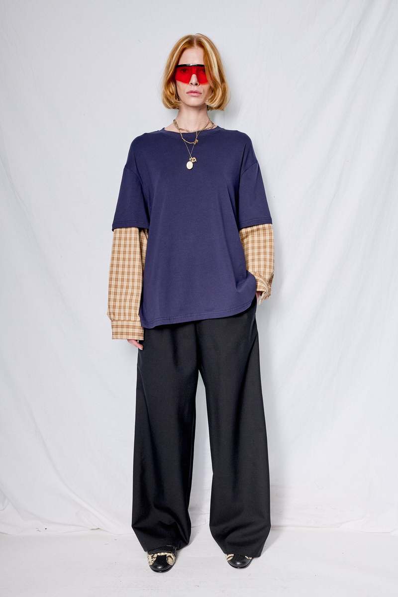 Assembly Navy/Yellow Plaid Combo Long Sleeve Shirt