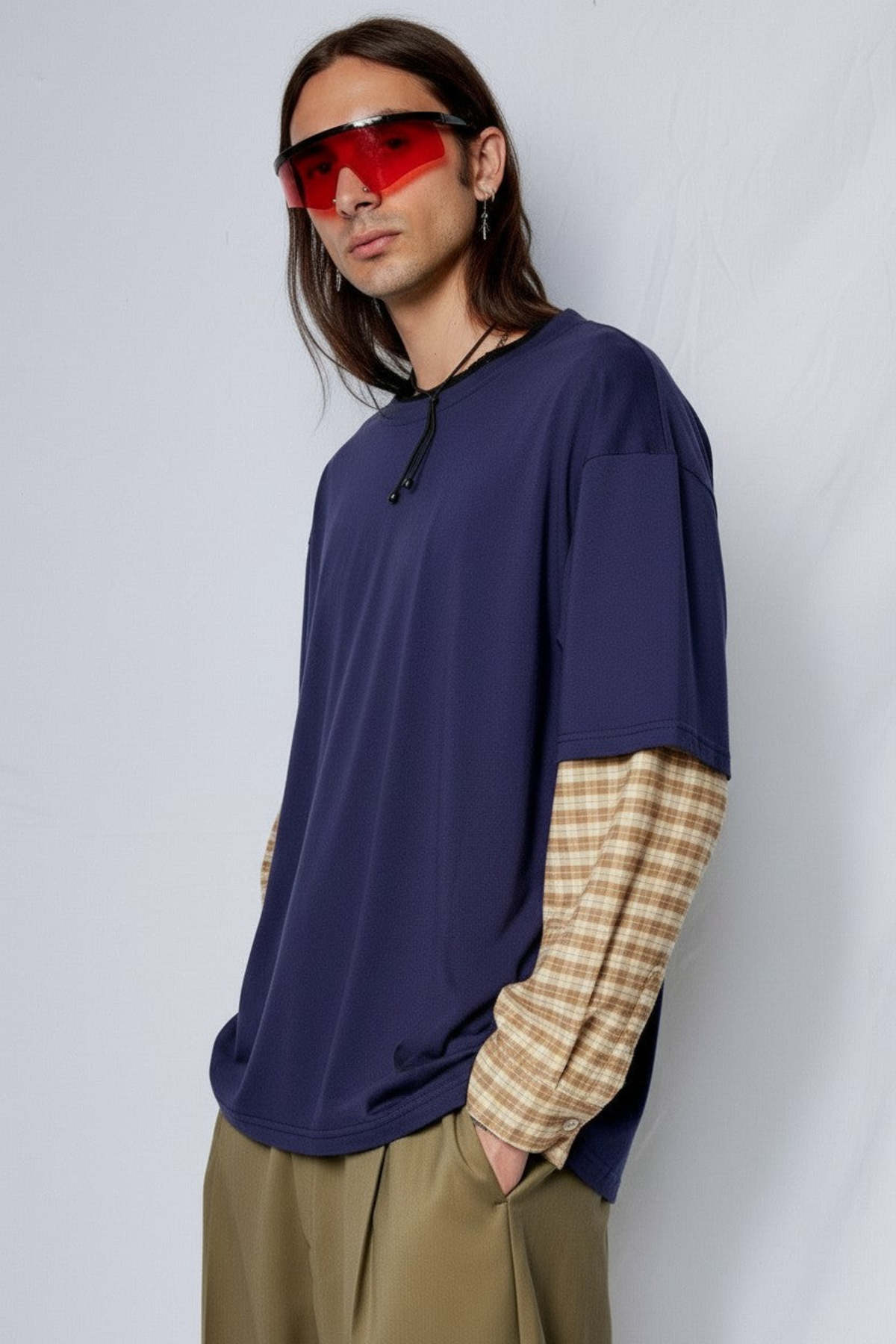 Assembly Navy/Yellow Plaid Combo Long Sleeve Shirt - Image 5 of 8