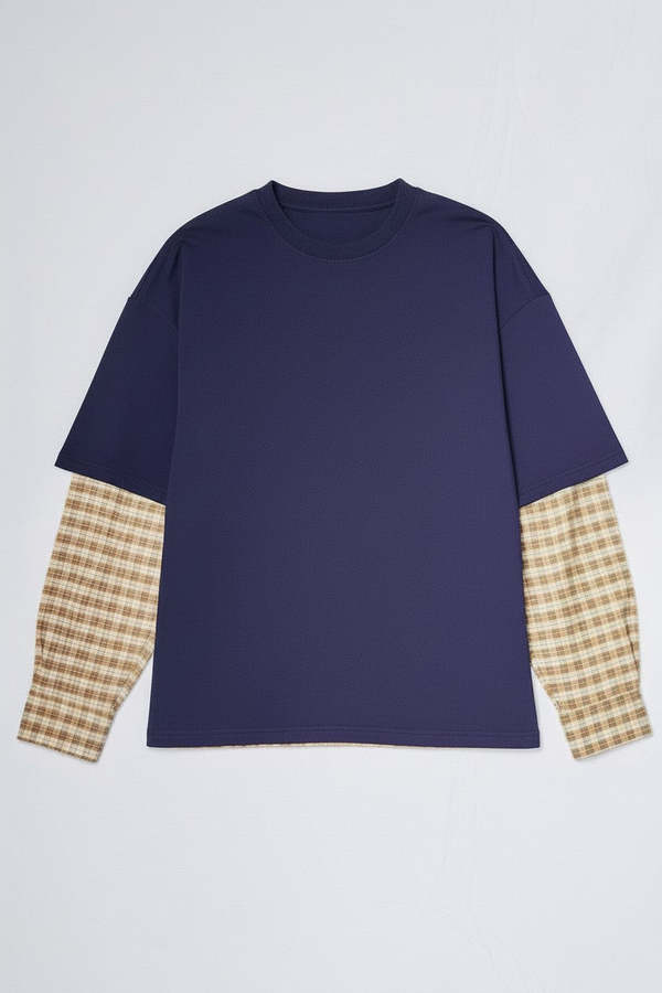 Assembly Navy/Yellow Plaid Combo Long Sleeve Shirt