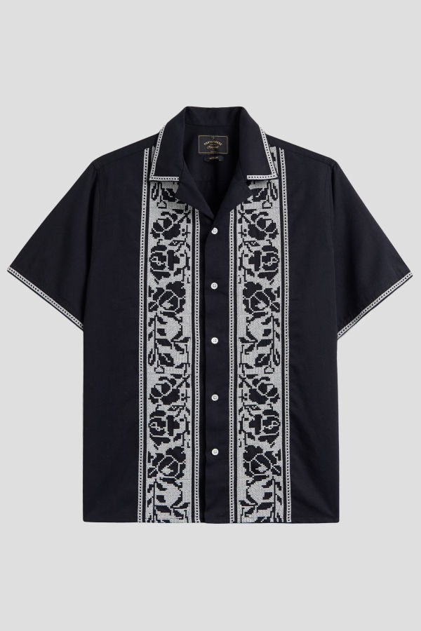 Portuguese Flannel Cross Stitch Shirt - Black