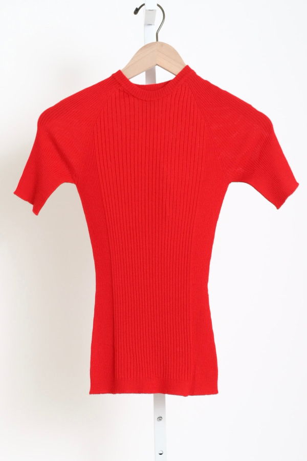 SA SU PHI Ribbed Short Sleeves Round Neck Top