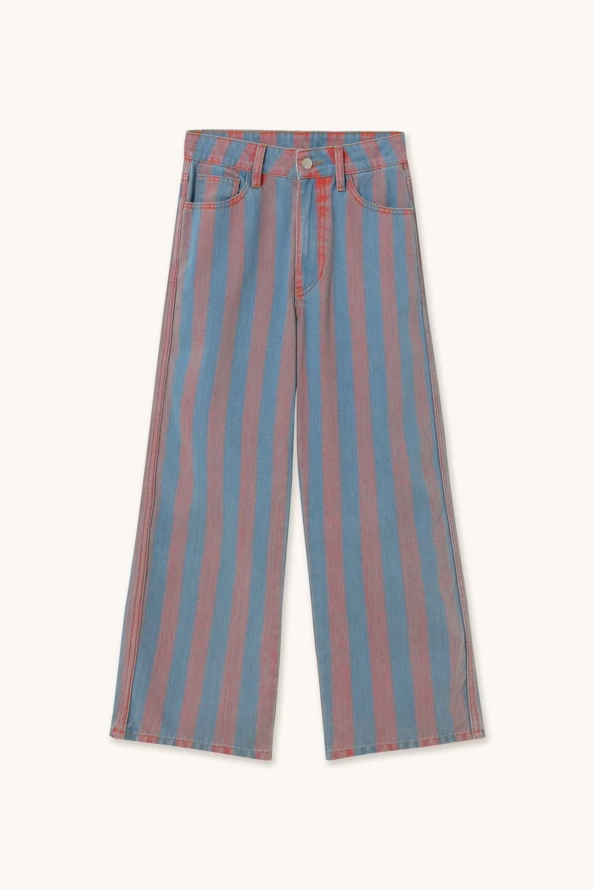 TINY BIG SISTER Maru Wide Stripes Denim Pants - Red/Blue - Image 6 of 8