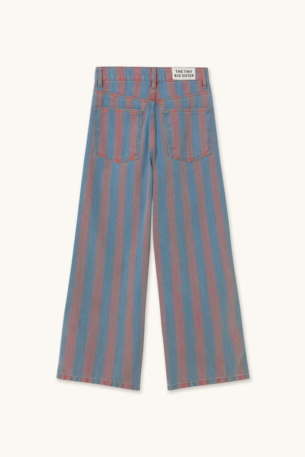 TINY BIG SISTER Maru Wide Stripes Denim Pants - Red/Blue