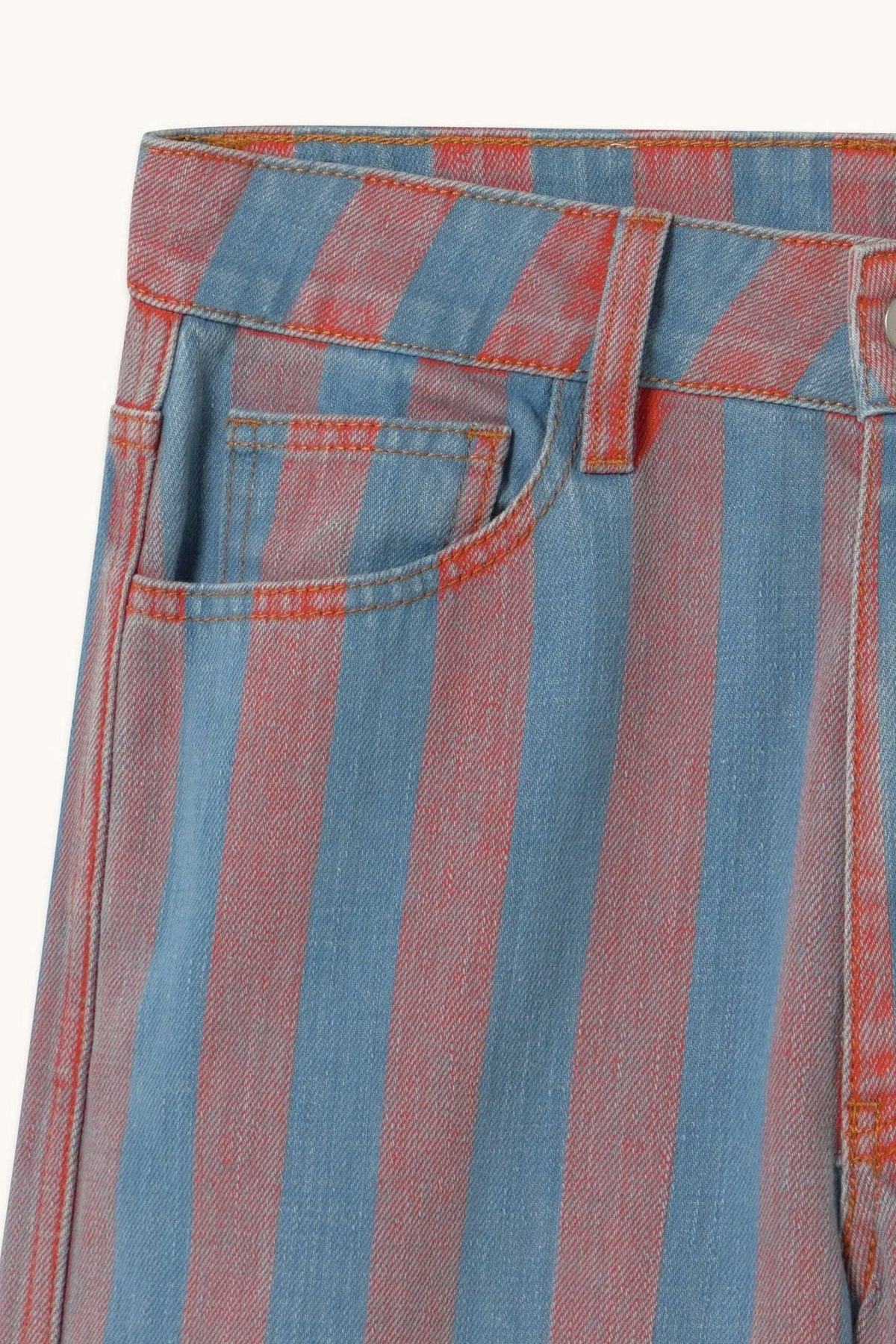 TINY BIG SISTER Maru Wide Stripes Denim Pants - Red/Blue - Image 8 of 8