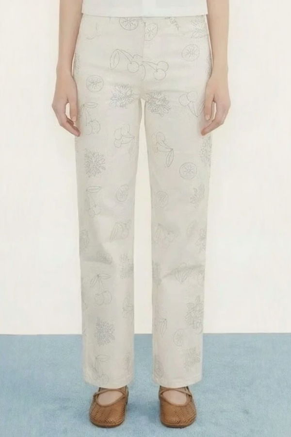 TINY BIG SISTER Maru Fruits Denim Pants - Off White