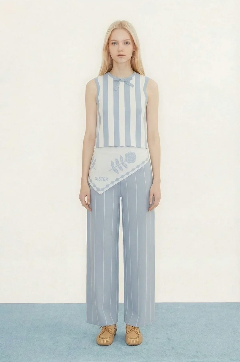 TINY BIG SISTER Wide Stripes Top - Blue