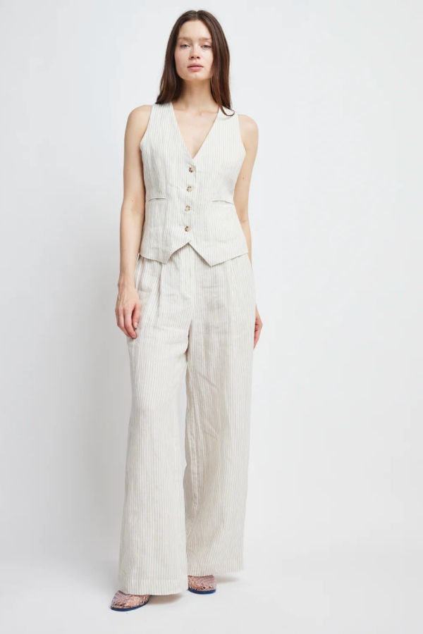 LADYBIRD Linen Carolina Pant - Beige/White