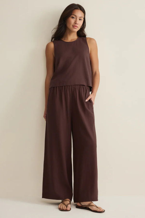 Z Supply Sloane Linen Top - Chocolate Cherry