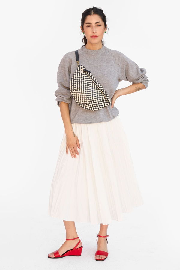 Clare V. Grande Fanny Handbag - Black/Cream