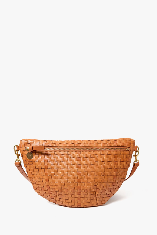 Clare V. Grande Fanny Natural Woven Checker Bag