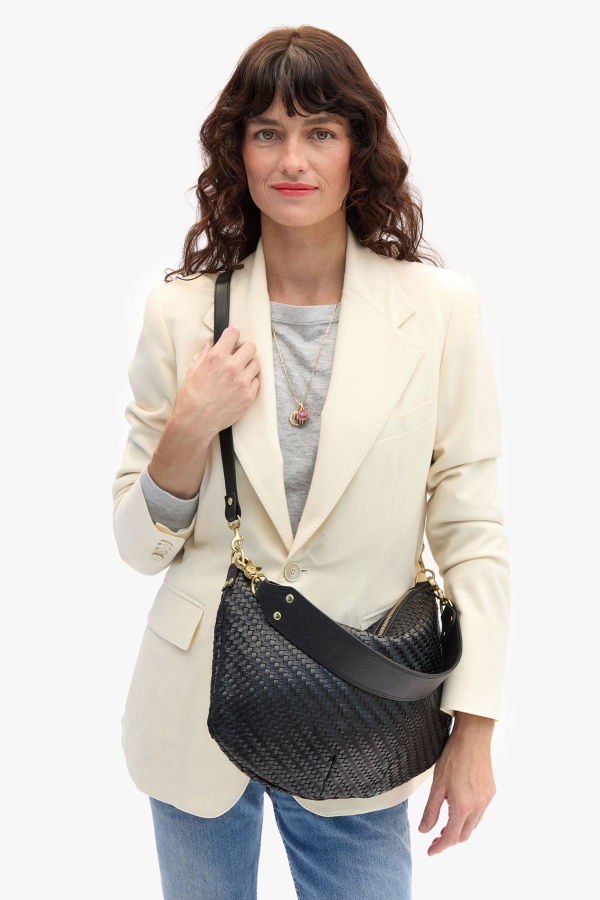 Clare V. Moyen Messenger Woven Zig-Zag Handbag