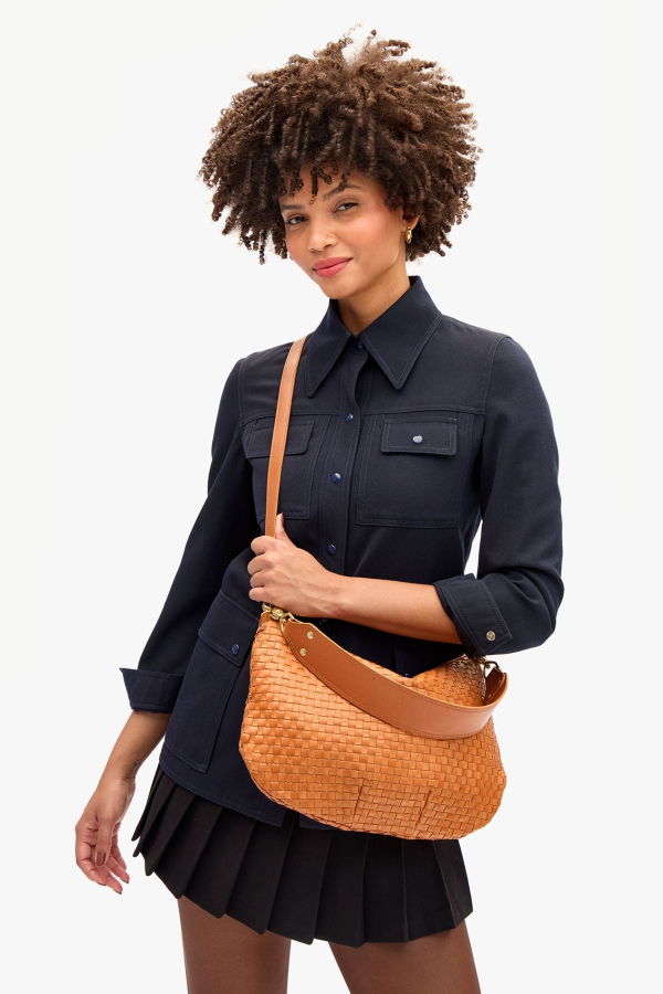 Clare V. Moyen Messenger Bag in Natural Woven Checker