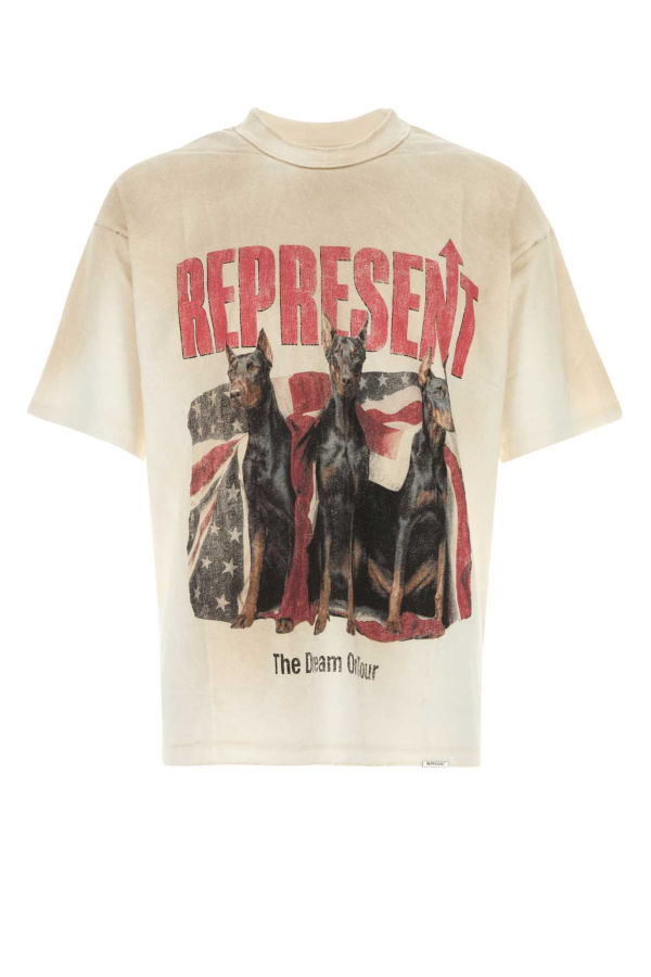 Represent Sand Cotton Blend Oversize T-Shirt - Washed Ecru