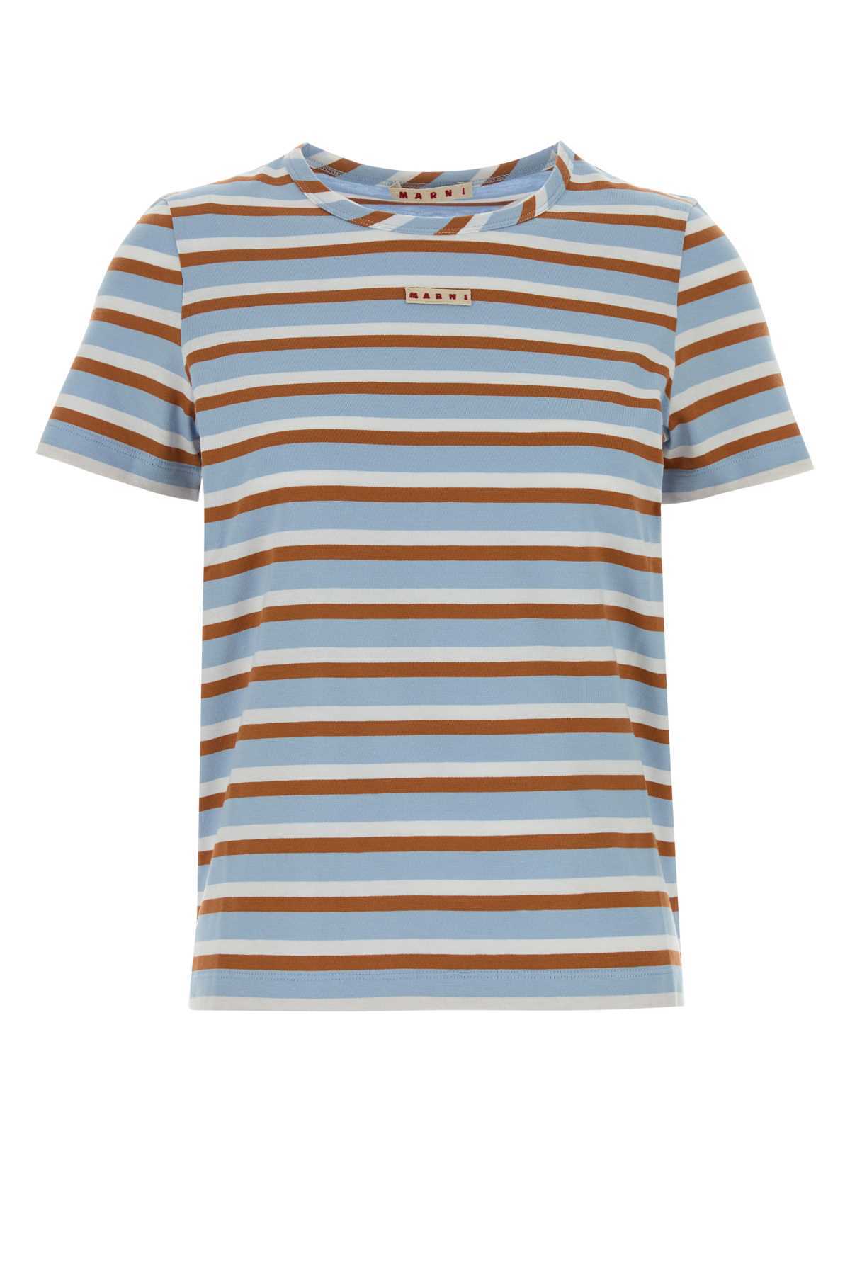 Marni Embroidered Jersey T-Shirt - Light Blue - Image 1 of 2