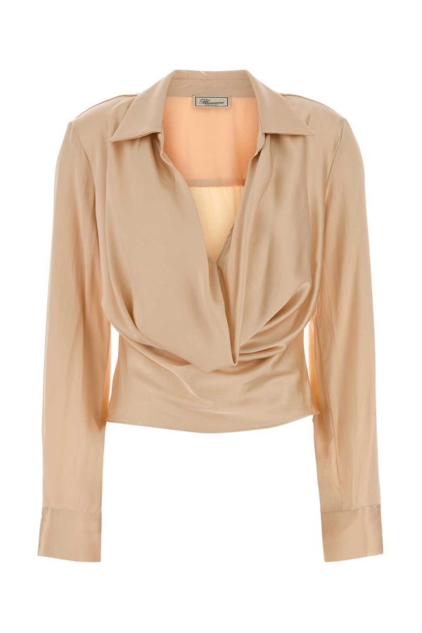 Blumarine Peach Stretch Satin Blouse - Champagne
