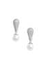 Self-Portrait Crystal Pearl Drop Earrings - Silver - Thumbnail 1
