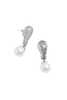 Self-Portrait Crystal Pearl Drop Earrings - Silver - Thumbnail 2
