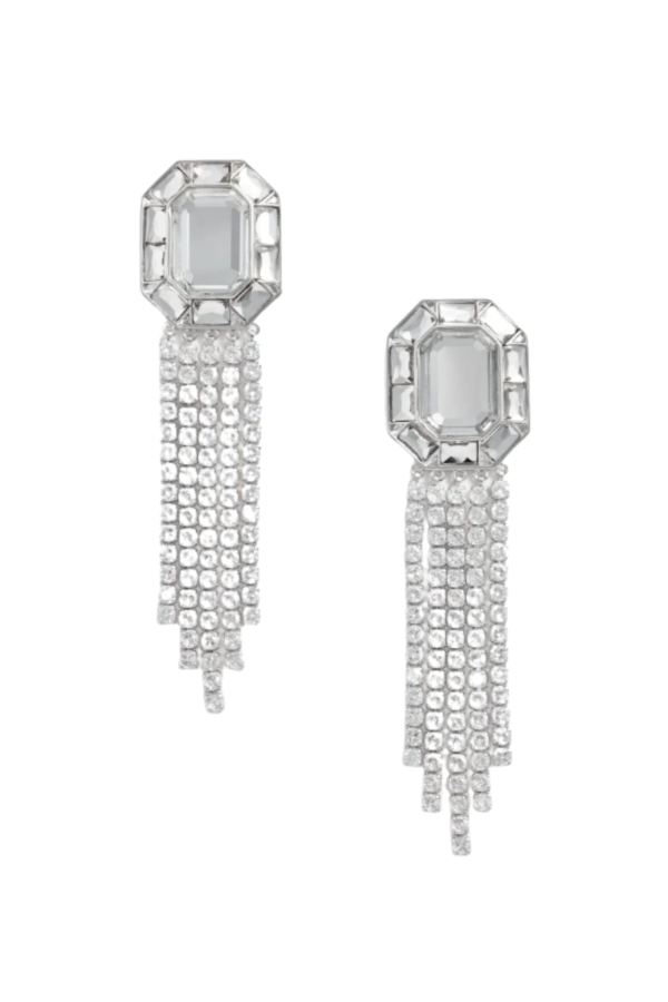 Self-Portrait Crystal Droplet Earrings - Silver