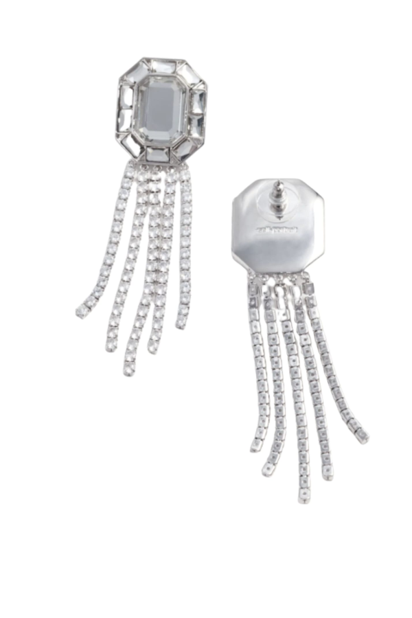 Self-Portrait Crystal Droplet Earrings - Silver