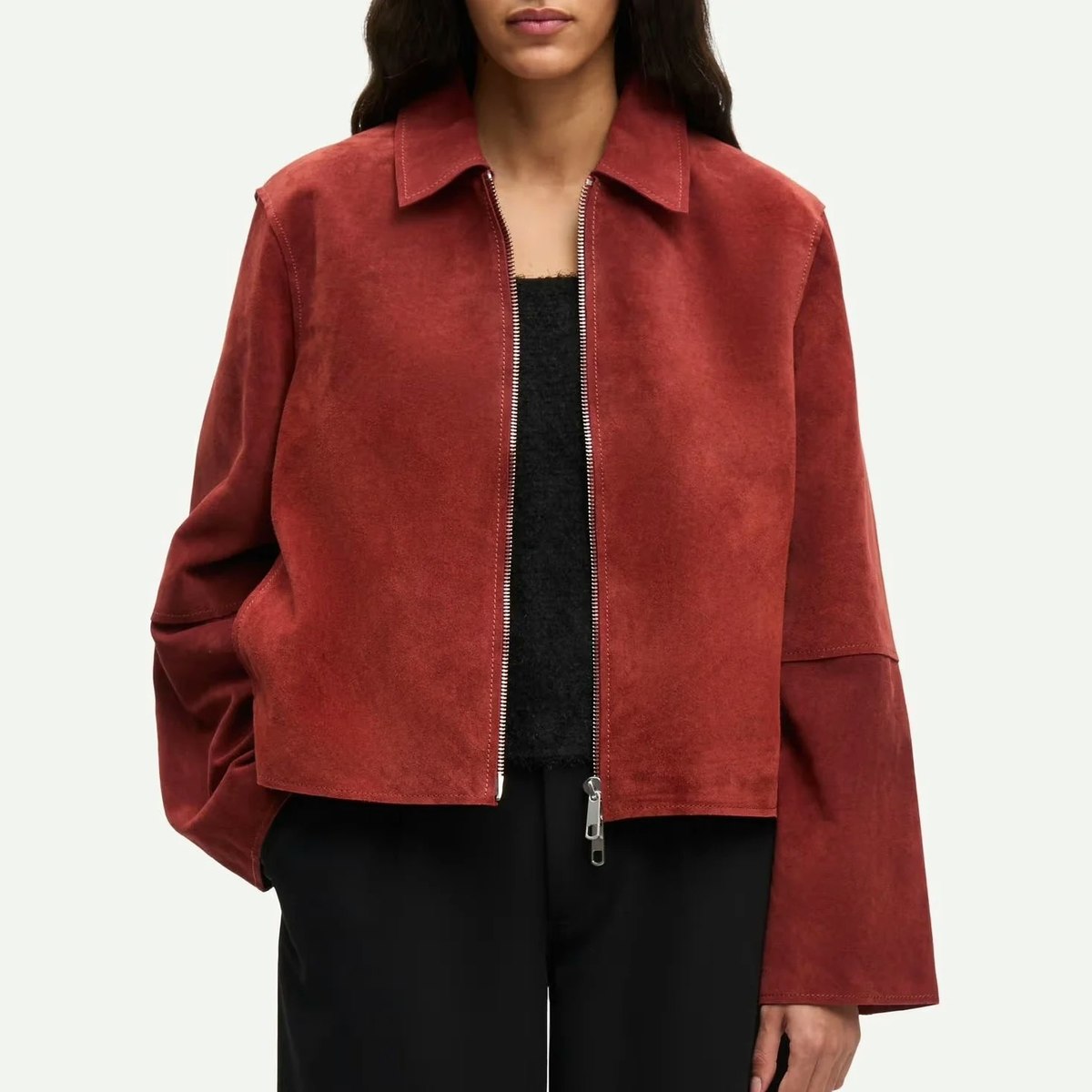 Samsøe Samsøe Salylo Suede Jacket - Red Brick - Image 1 of 8