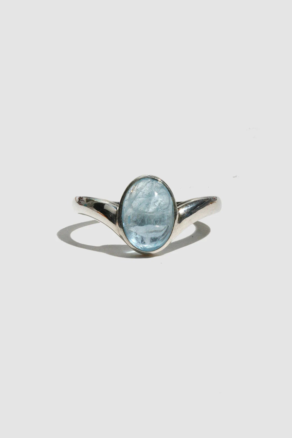 Loren Stewart Horizon Ring in Sterling Silver & Aquamarine