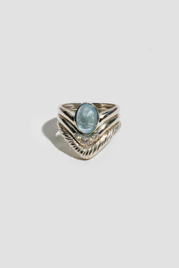 Loren Stewart Horizon Ring in Sterling Silver & Aquamarine