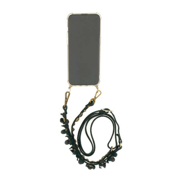 Campomaggi Flower Studs Phone Strap - Green Bottle