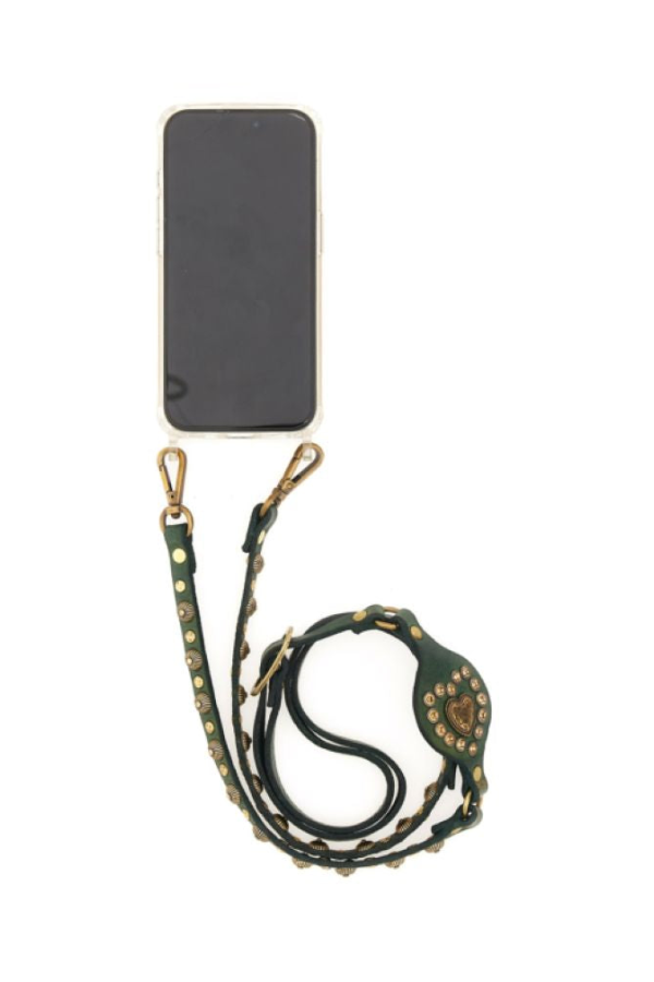 Campomaggi Heart Studs Phone Strap - Green Bottle