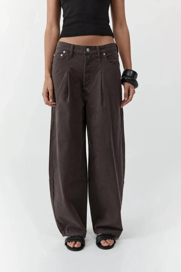 St. Agni Canvas Mid Rise Barrel Jeans - Ash