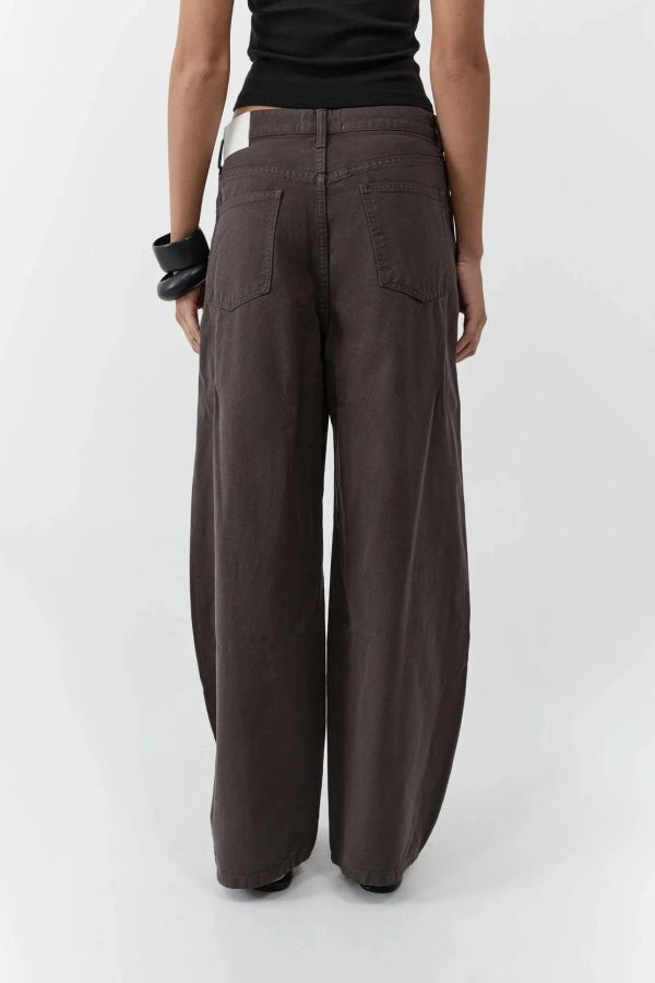 St. Agni Canvas Mid Rise Barrel Jeans - Ash