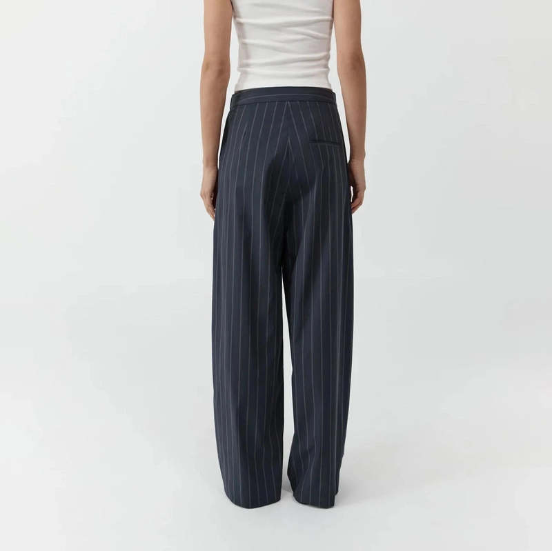 St. Agni Relaxed Pleat Pants - Ink Stripe