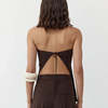 St. Agni Strapless Rouleau Tie Top - Bark - Thumbnail 2