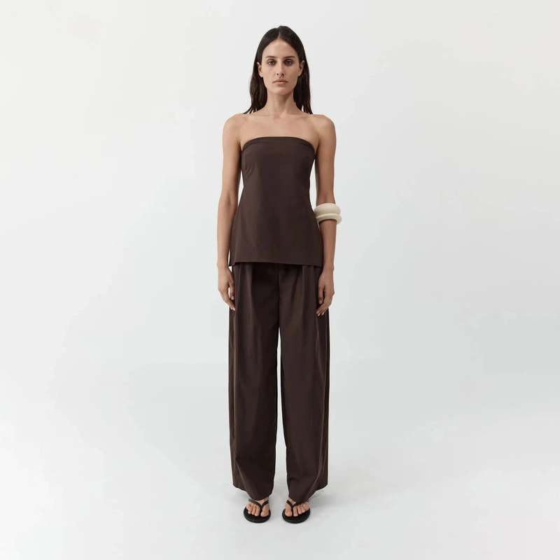 St. Agni Strapless Rouleau Tie Top - Bark