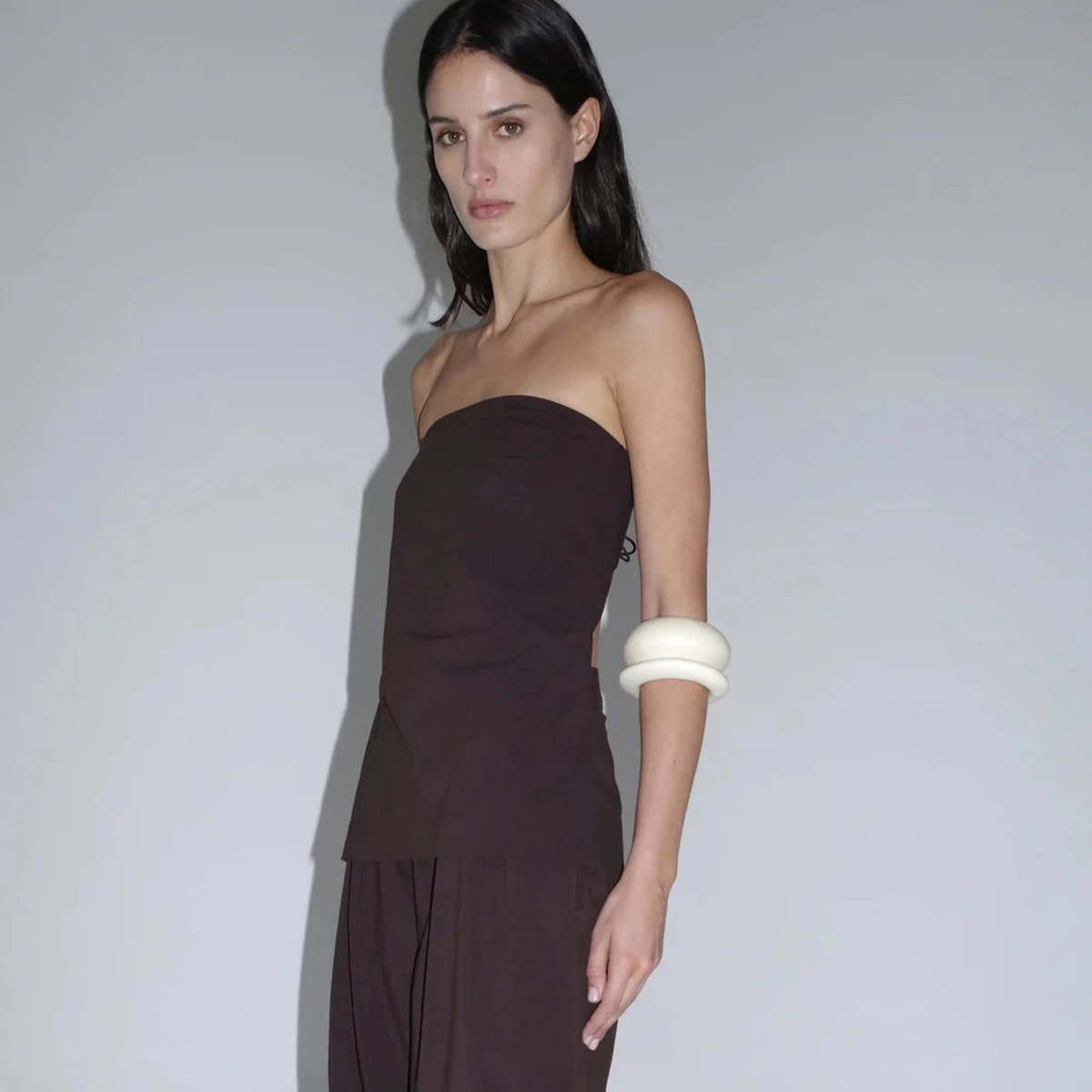 St. Agni Strapless Rouleau Tie Top - Bark - Image 4 of 5