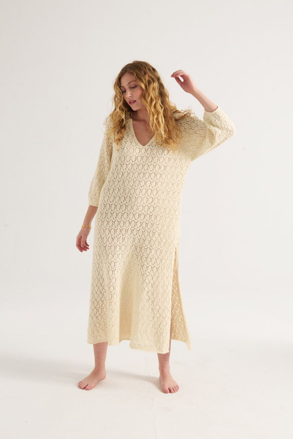 Loup Charmant Corsica Kaftan - Natural Knit Lace