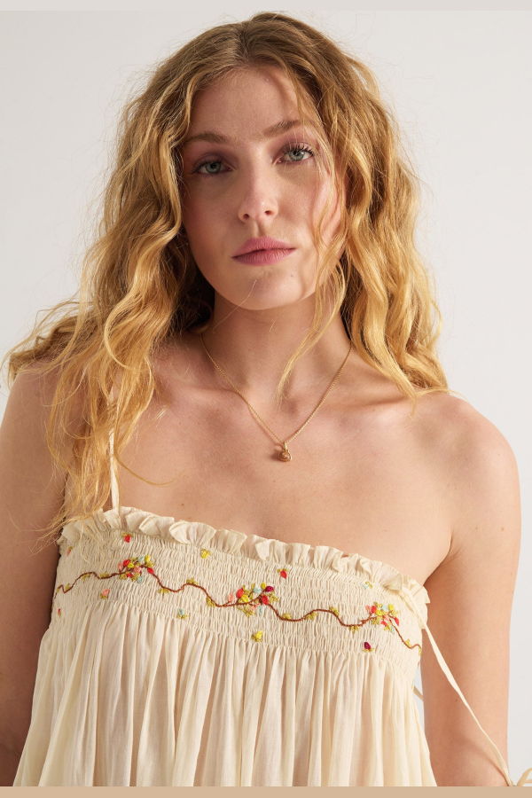 Loup Charmant Iris Gown with Bouquet Embroidery