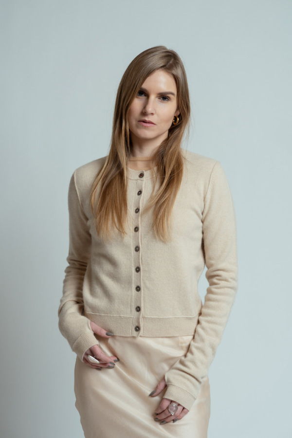 Brazeau Tricot Blonde Royal All Thumbs Cardigan - Blonde