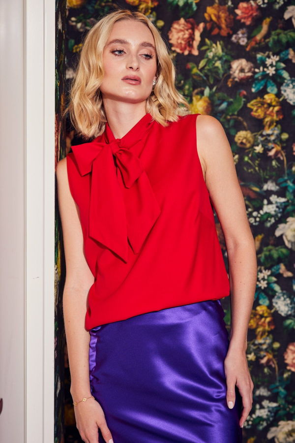 Lindsay Nicholas New York Bow Blouse - Red