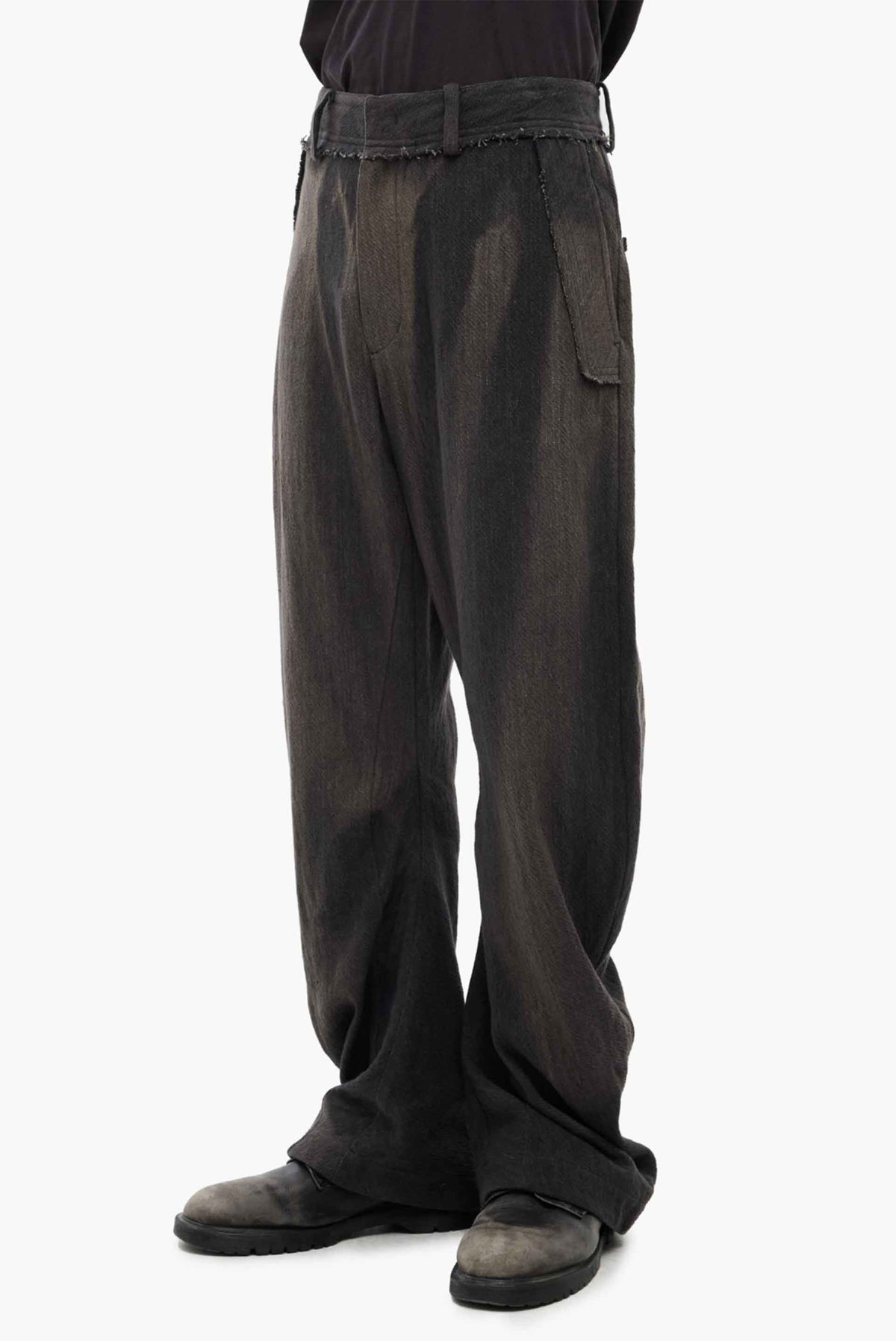 JiyongKim Sun Bleached Curved Trousers - Image 2 of 6