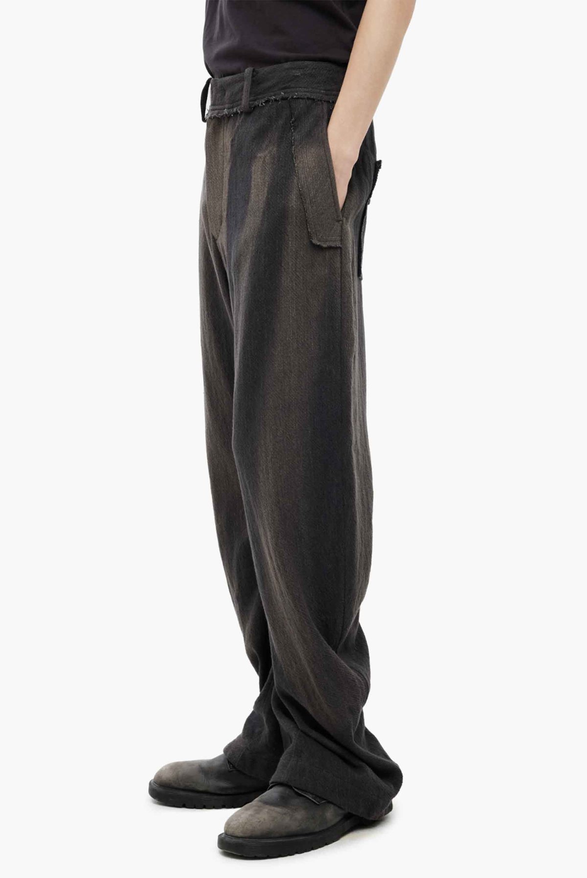 JiyongKim Sun Bleached Curved Trousers - Image 3 of 6